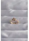  Altın Renkli Zirkon Taşlı Ayarlamalı Yüzük