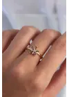 Altın Renkli Zirkon Taşlı Ayarlamalı Yüzük
