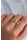  Altın Renkli Zirkon Taşlı Ayarlamalı Yüzük