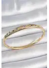 Pirinç Gold Renk Renkli Zirkon Taşlı Hilal Yıldız İşlemeli Kadın Kelepçe