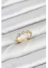 Pirinç Gold Renk Renkli Zirkon Taşlı Kadın Yüzük
