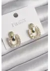  Altın Sallantı Zirkon Taşlı Kare Model Çelik Küpe