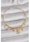 Pirinç Gold Renk Sallantı Zirkon Taşlı Kutup Yıldız Figür Charm Bileklik