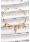 Pirinç Gold Renk Sallantı Zirkon Taşlı Kutup Yıldız Model Charm Model Kadın Bileklik