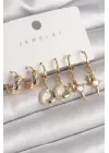  Altın Sallantı Zirkon Taşlı Yıldız Model Yıldız Model Çelik Küpe Seti