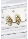 Çelik Gold Renk Sarmal Damla Model Vintage Kadın Küpe