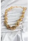 Pirinç Gold Renk Sarmal Halat Model Kadın Kolye