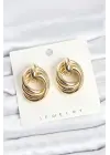 Çelik Gold Renk Sarmal Halka Model Vintage Kadın Küpe