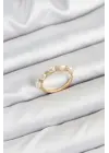 Pirinç Gold Renk Sıralı İncili Kadın Yüzük