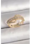 Pirinç Gold Renk Su Yolu Zirkon Taşlı Ayarlanabilir Model Kadın Yüzük