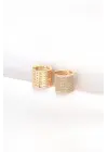  Altın Taşlı Minimal Küpe
