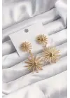  Altın Topçuk Detay Çiçek Küpe