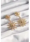  Altın Topçuk Detay Çiçek Küpe