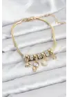Çelik Gold Renk Uzay Tema Charmlı Kadın Bileklik