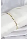 Çelik Gold Renk VIP Seri Kemik Model Zirkon Taşlı Kadın Bileklik