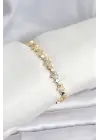 Çelik Gold Renk VIP Seri Yıldız Model Zirkon Taşlı Kadın Bileklik