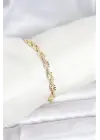 Çelik Gold Renk VIP Seri Zincir Model Zirkon Taşlı Kadın Bileklik