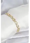 Çelik Gold Renk VIP Seri Zincir Model Zirkon Taşlı Kadın Bileklik