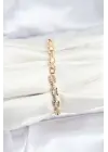 Çelik Gold Renk VIP Seri Zincir Model Zirkon Taşlı Kadın Bileklik