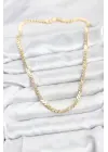 Çelik Gold Renk Yassı Zincir Kadın Kolye