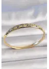 Pirinç Gold Renk Yıldız İşlemeli Zirkon Taşlı Kadın Kelepçe