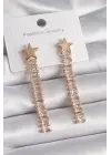  Altın Yıldız Model Su Yolu Zirkon Taşlı Çelik Küpe