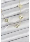 Pirinç Gold Renk Yonca Kadın Kolye