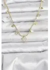 Pirinç Gold Renk Yonca Model Kadın Kolye
