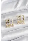  Altın Zirkon Taş Detay İncili Çelik Küpe