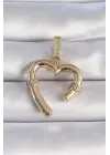 Pirinç Gold Renk Zirkon Taş Detaylı Kalp Figür Ajda Charm