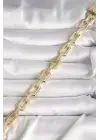 Pirinç Gold Renk Zirkon Taş Detaylı Kare Zincir Model Xuping VIP Exculusive Seri Kadın Bileklik
