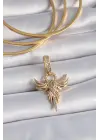 Pirinç Gold Renk Zirkon Taşlı Anka Kuşu Model Ajda Charm