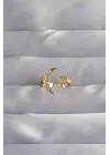  Altın Zirkon Taşlı Ay Yıldız Model Ayarlamalı Yüzük