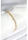 Pirinç Gold Renk Zirkon Taşlı Baklava Model Kadın Bileklik