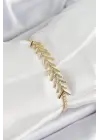 Pirinç Gold Renk Zirkon Taşlı Balık Sırtı Kadın Bileklik