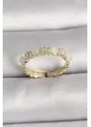  Altın Zirkon Taşlı Beyaz Mineli Ayarlanabilir Yüzük