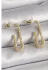  Altın Zirkon Taşlı Çengelli İğne Model Çelik Küpe