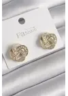  Altın Zirkon Taşlı Çiçek Model Çelik Küpe