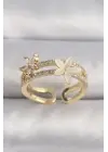  Altın Zirkon Taşlı Çiçek Model VIP Seri Çelik Yüzük