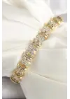 Pirinç Gold Renk Zirkon Taşlı Çiçek Model Xuping VIP Exclusive Seri Bileklik