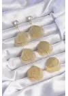  Altın Zirkon Taşlı Çizgi Plaka Sallantılı Küpe