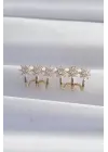  Altın Zirkon Taşlı Çoklu Görünümlü Çiçek Küpe