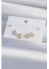 Altın Zirkon Taşlı Damla Model Küpe Seti