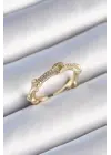  Altın Zirkon Taşlı Düğüm Model Çelik Yüzük