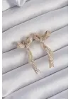  Altın Zirkon Taşlı Fiyonk Model Küpe