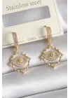  Altın Zirkon Taşlı Göz Model Çelik Küpe