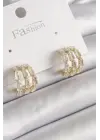  Altın Zirkon Taşlı Halka Model Çelik Küpe