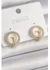 Altın Zirkon Taşlı Halka Model Çelik Küpe