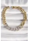 Pirinç Gold Renk Zirkon Taşlı Halka Zincir Xuping VIP Seri Exculusive Kadın Bileklik