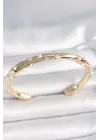 Pirinç Gold Renk Zirkon Taşlı İncili Kadın Bilezik